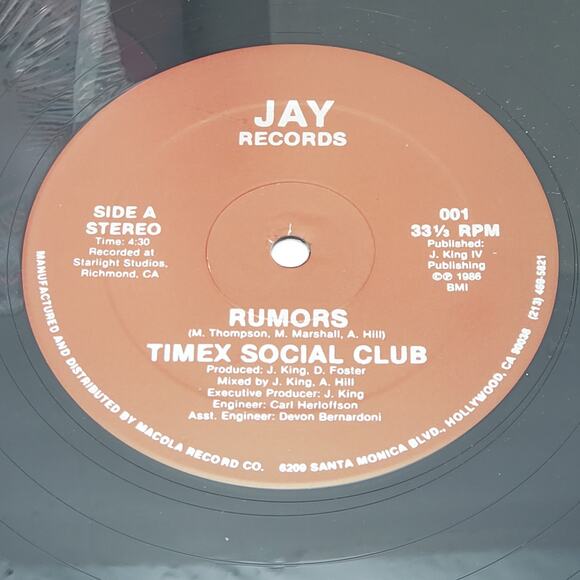Timex Social Club Rumors Vicious Rumors Single 12" Single Vinyl Jay Records - Picture 5 of 9